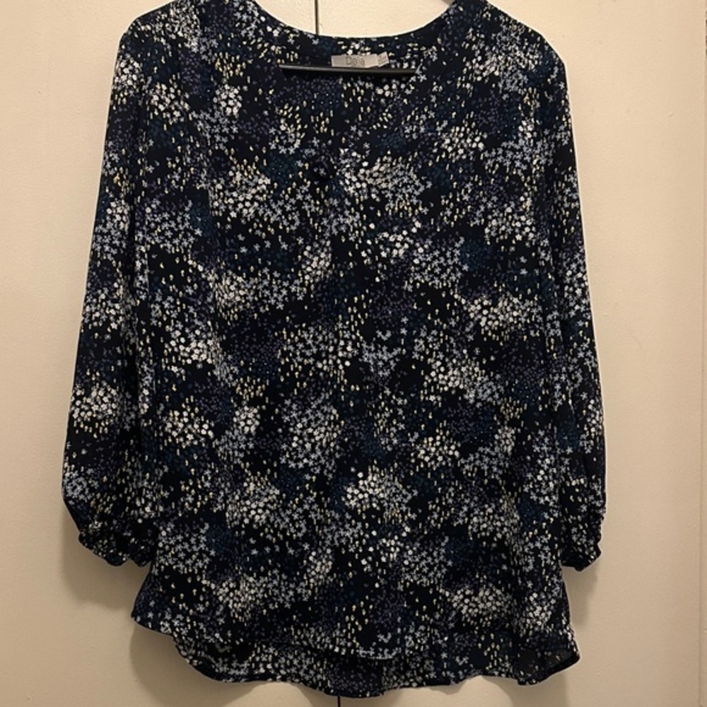 Dalia Midnight Blue and White Speckled Blouse